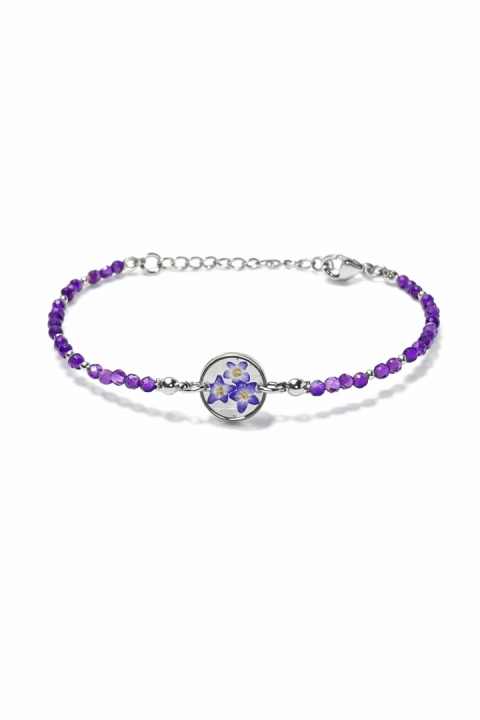 Bransoletka z żywicy z kamieniami Florastone Niezapominajki i ametyst