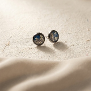 Kolczyki sztyfty z żywicy Aurora Nocne Niebo dzika marchew – srebrne