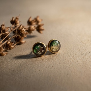 Kolczyki sztyfty z żywicy Aurora Leśny Blask dzika marchew– złote