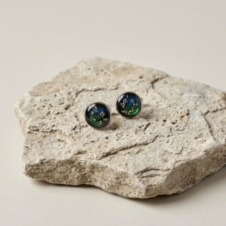 Kolczyki sztyfty z żywicy Aurora Północny Ogród dzika marchew – srebrne