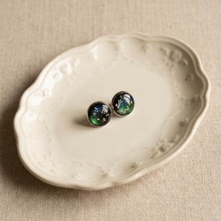 Kolczyki sztyfty z żywicy Aurora Północny Ogród dzika marchew – srebrne