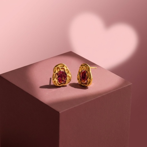 Kolczyki sztyfty z żywicy z zatopionymi kwiatami Rozkwit geometryczne róże złote