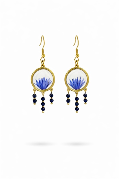 Kolczyki z żywicy z kamieniami naturalnymi GLAM Chaber i lapis lazuli