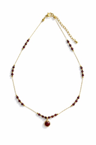 Naszyjnik z żywicy Aura z płatkami róży i granatem