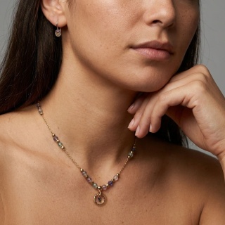 Naszyjnik z żywicy Aura ze smagliczką i fluorytem