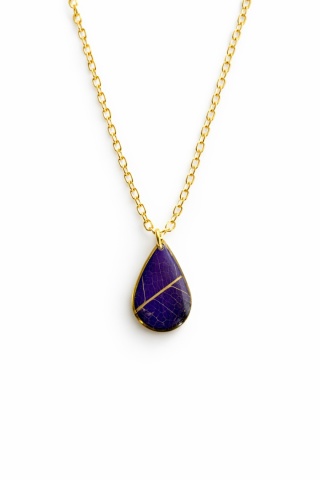 Naszyjnik z żywicy Fioletowa Esencja liścia