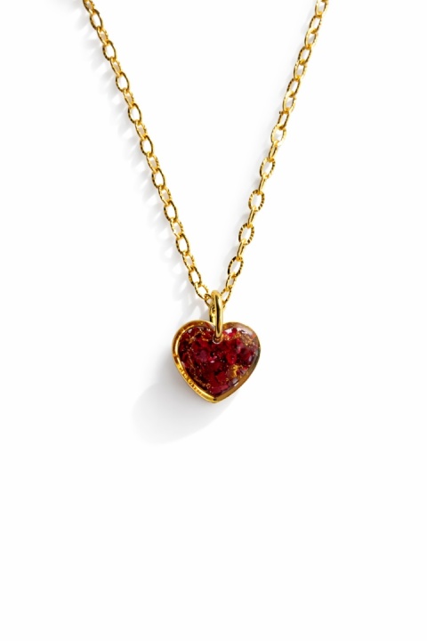 Naszyjnik z żywicy Mini serce Płatki róży