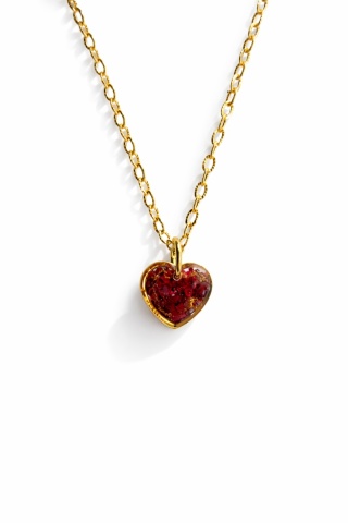 Naszyjnik z żywicy Mini serce Płatki róży