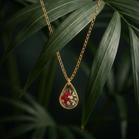 Naszyjnik z żywicy Ognista dzika marchew złocista