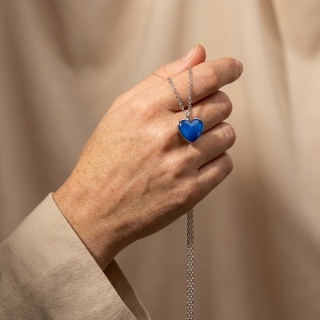 Naszyjnik z żywicy serce Niebieska Esencja liścia