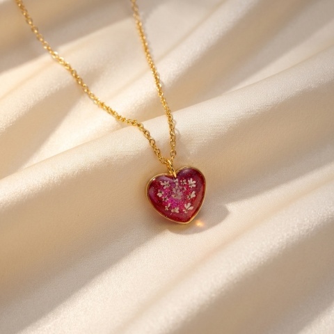 Naszyjnik z żywicy serce ognista Aurora