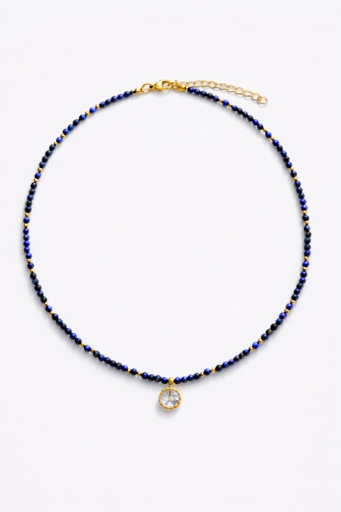 Naszyjnik z żywicy z kamieniami Florastone Niezapominajka + mini lapis lazuli