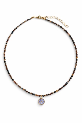 Naszyjnik z żywicy z kamieniami Florastone Niezapominajka, pietersyt