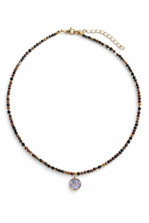 Naszyjnik z żywicy z kamieniami Florastone Niezapominajka, pietersyt