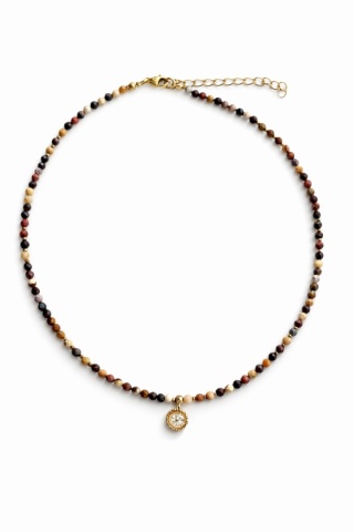 Naszyjnik z żywicy z kamieniami Florastone Złocisty kwiat dzikiej marchwi i mokait