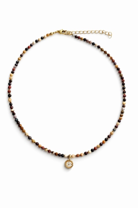 Naszyjnik z żywicy z kamieniami Florastone Złocisty kwiat dzikiej marchwi i mokait