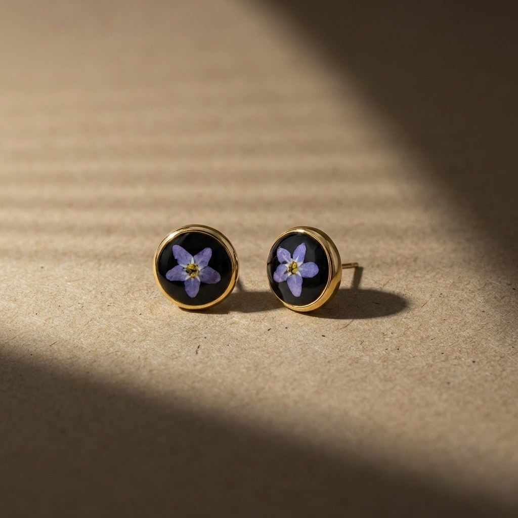 kolczyki z niezapominajką